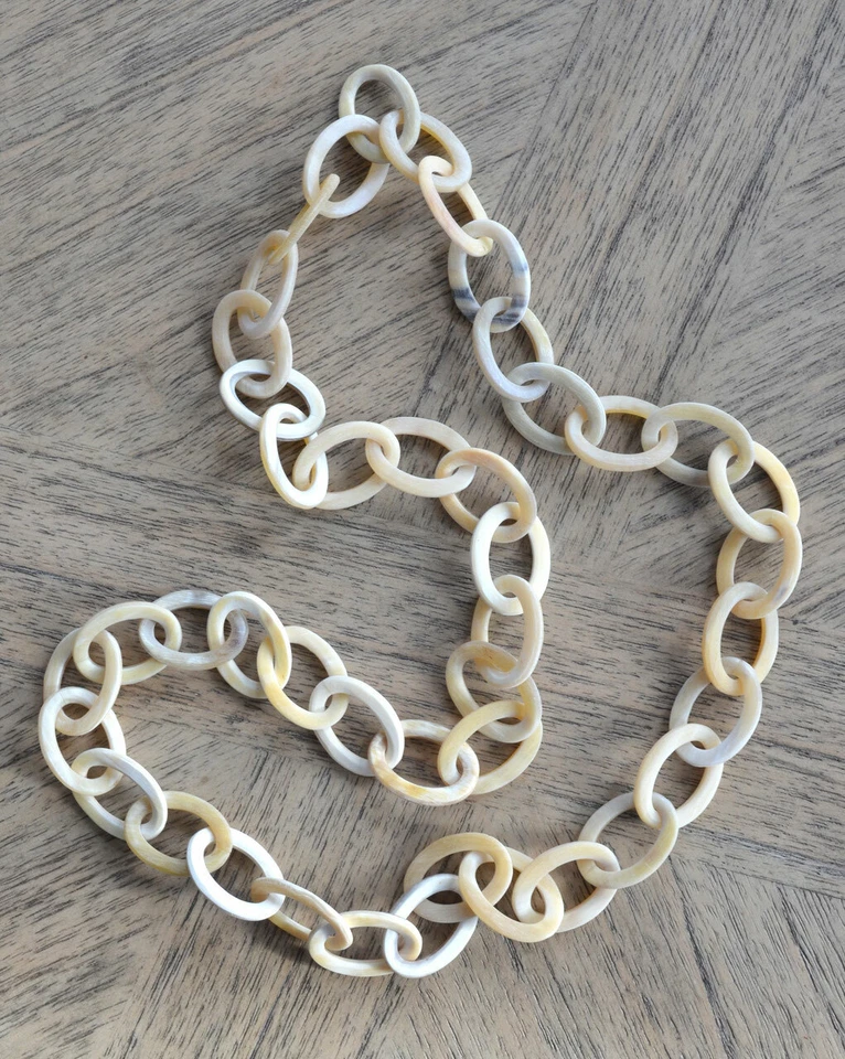 camilieri Horn Büffelhorn Halskette Kette natur beige creme matt Hornkette NEU - Bild 1 von 3