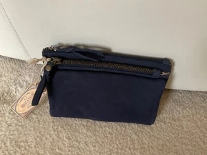 Fat Face Blue Suede Leather Double Zip Purse - Picture 1 of 7