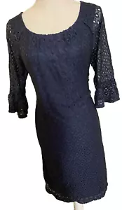 size 12 Navy 3/4 sleeve Dress from Midnight Velvet new - Picture 1 of 5