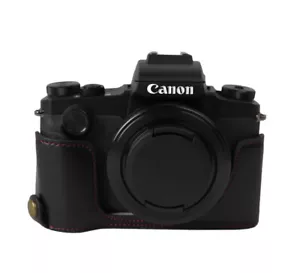 Half Shell Bag Canon Powershot G1X Mark III Case Faux Leather Black CC1750a - Picture 1 of 1