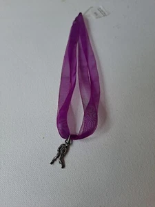 Pewter hanging zombie Pendant on Purple Ribbon Choker - Picture 1 of 9