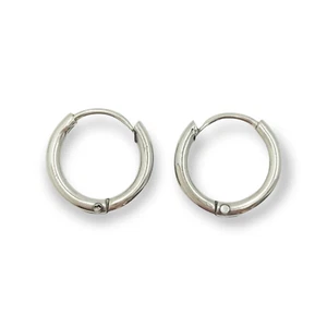 8mm Silver Hoop Small Thin Hinged Earrings Rust-resistant Stainless Steel - Picture 1 of 16