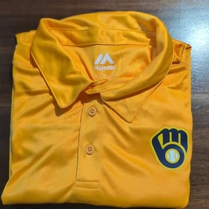 New - Mens MILWAUKEE BREWERS Polo Shirt - Majestic Size XL - Picture 1 of 2