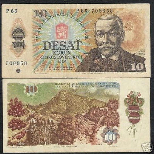 CHECOSLOVAQUIA 10 CORONAS P-94 1986 x 100 piezas lote PAQUETE PÁJARO MONTAÑA BILLETE Foto 1 de 2