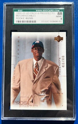 2000-01 Upper Deck Pros & Prospects /999 Darius Miles #93 SGC 8 QUASE PERFEITO/PERFEITO - Imagem 1 de 2