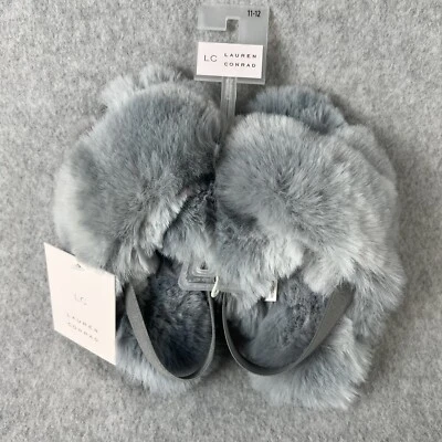 Lauren Conrad 婴儿 11 - 12 幼儿毛绒人造毛皮拖鞋记忆泡沫鞋垫  — 第 1/4 张图片