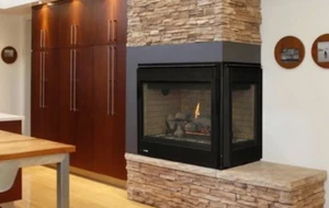 Superior 38 3/4 Inch Direct Vent Peninsula Natural Gas Fireplace - Black - Picture 1 of 1