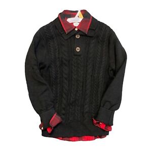 GAP Kids Boy's Cable Knit Sweater and Woven Long Sleeve Button Up Sweater Set