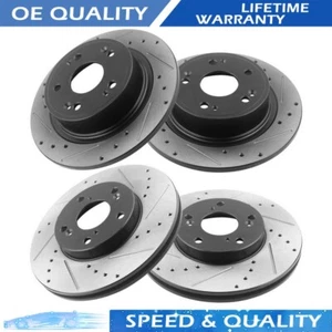 Front Rear Drilled Slotted Disc Brake Rotors Set For Honda Accord Brake Rotor - Picture 1 of 12
