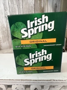 Irish Spring Bar Soap ORIGINAL From 3 Bar Pkg NO FLAXSEED DISCONTINUED Lot Of 2! - Picture 1 of 4