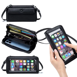 Women's Crossbody Bag Leather Zipper Wallet Large-capacity Hand Bag Phone Bag US - Picture 1 of 28