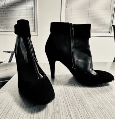 Botines al tobillo Enzo Angiolini Eaprize para mujer de cuero negro y gamuza talla 8 Foto 1 de 4