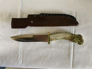 Silver Stag Bowie Hunting Knife D2 Steel W/Sheath Made USA Excellent Condition!! - Picture 1 of 7