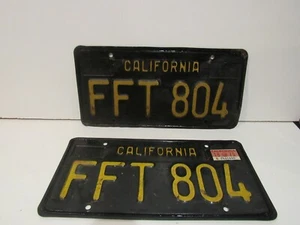 California SET of VINTAGE License Plates FFT 804 Metal Embossed DMV Cleared - Picture 1 of 4