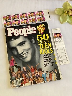 老式ELVIS PRESLEY 1993年美国邮票和人物杂志特别青少年偶像发行 — 第 1/4 张图片