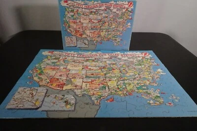 Vtg Springbok Puzzle Fifty Fabulous Fun-Filled States / Complete 100 pcs 13x18  - Image 1 of 4