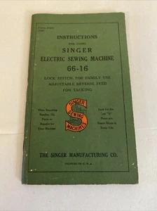 Rare 1940 SINGER Electric Sewing Machine Model 66-16 Instructions Manual Booklet - Picture 1 of 8