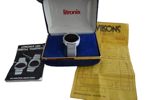 Vtg 70's Litronix LED Series 6000 Watch Silver Tone UNTESTED - FLAWS - FOR PARTS - Picture 1 of 7