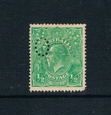 Nueva Gales del Sur 1914 - 1/2d KGV Oficial - Error en Punzón "O S" SC/SG O38 COMO NUEVO 21 Foto 1 de 2