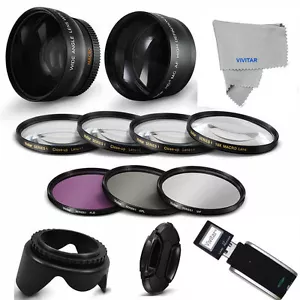 FISHEYE LENS + TELEPHOTO ZOOM LENS + PRO ACCESSORIES KIT FOR CANON EOS T3 T5 T4 - Picture 1 of 11