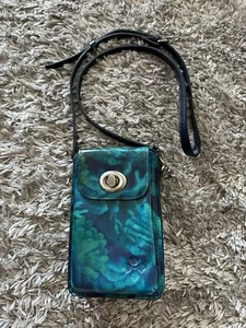 Patricia Nash Felicita Leder Handy Umhängetasche Geldbörse Deep Blue Sea Schulter - Bild 1 von 9