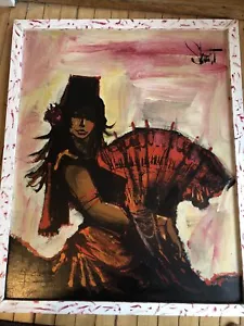 Wonderful Vintage MCM Vanguard Studios Spanish Flamenco Dancer Oil Painting - Picture 1 of 9