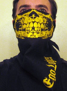 YELLOW & BLACK SKULL face bandana washable gaiter biker club steelers pirates - Picture 1 of 9