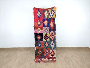 Moroccan Vintage Runner Rug Geometric Handmade Colorful Berber Boujad Carpet 2x6 - Picture 1 of 12