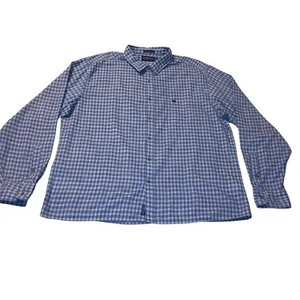 Fisch Hippie Hemd Herren XXL blau weiß kariert Rumfront Langarm Knopfleiste Hanf - Bild 1 von 9