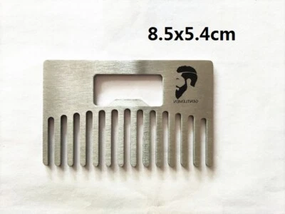 Stainless steel comb bottle opener comb for Gentlemen beard care travel comb - Image 1 of 4