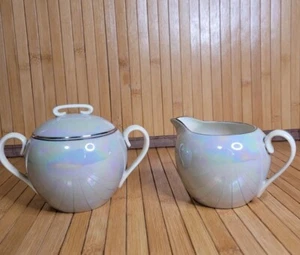 Lenox Sugar Dish w/Lid Creamer Lusterware Iridescent Gold Trim MINT RARE Vintage - Picture 1 of 24