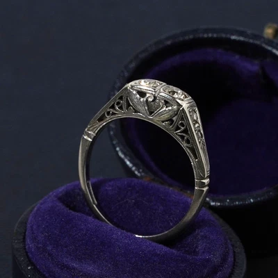 Antique Art Deco Toi Et Moi Old Cut Diamond 18ct White Gold Ring Size L.5 / 6 - Image 1 of 4