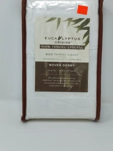 Eucalyptus Origins Standard 600 Tc Woven Dobby White Windowpane - Picture 1 of 2