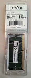 Lexar 16GB DDR4 SODIMM RAM 3200MT/s CL22 260-Pin Laptop Memory. - Afbeelding 1 van 2