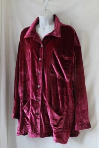 We The Free XL Dark Red Relaxed Oversized Cut  Velvet Blouse Top - Picture 1 of 5