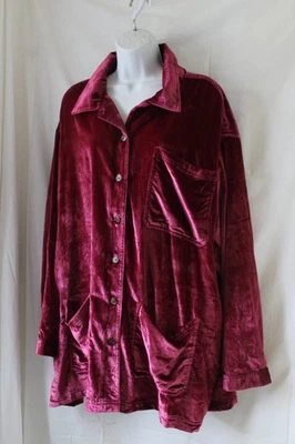 We The Free XL Dark Red Relaxed Oversized Cut  Velvet Blouse Top - Image 1 of 4