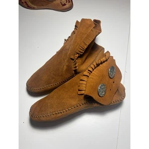Mocassini alla caviglia vintage scamosciati Minnetonka marrone - Foto 1 di 4