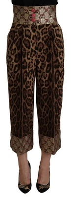 Calça cropped Dolce&Gabbana SARTORIA ITALIANA feminina marrom lã leopardo - Imagem 1 de 4