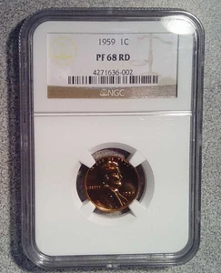 1959 Proof Lincoln Cent NGC PF68RD (002) - Picture 1 of 2