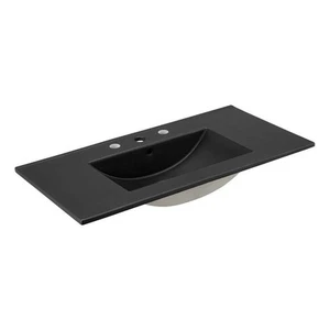 Modway Cayman Modern 36" Bathroom Sink in Black With Rectangular Basin - Picture 1 of 5