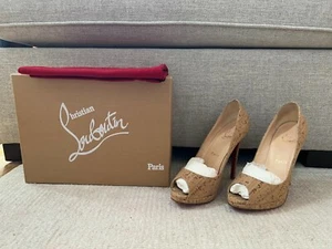 Christian Louboutin Yolanda 120 Cork Naturale EU Size 37 / US 6.5 - Pre-Owned - Picture 1 of 11