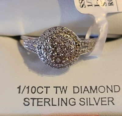 ANILLO DIAMANTE PLATA ESTERLINA talla 7 $124.98 venta al por menor de JCPenney 1/10 CT TW I-J/I3 Foto 1 de 4