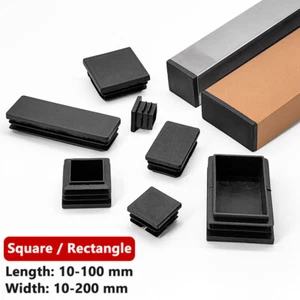 Sqaure Plastic Tube End Caps Insert Bungs Blanking Plugs Stoppers Chair Feet Leg - Picture 1 of 88