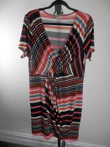 Womens Dress Size XL Crossroads Short Sleeve Striped Cross Over Stretchy Comfy - Picture 1 of 8
