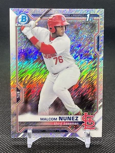 Bowman 2021 cromo refractor de brillo primer Bowman MALCOM NUNEZ Cardinals - Imagen 1 de 2