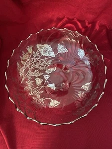 Ciotola vintage argento città fiandre argento sovrapposizione vetro piedi papavero floreale 10,25" - Foto 1 di 24