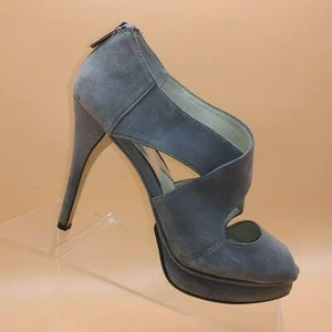 Michael Kors grau Wildleder Peeptoe Riemchen Reißverschluss hinten High Heel Pumps Damen 7,5 M - Bild 1 von 11