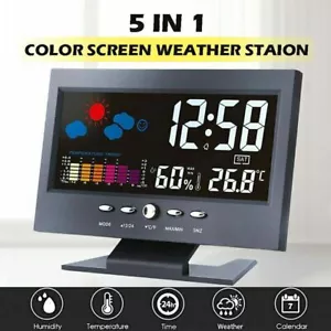 Digital Alarm Clock Snooze Calendar Thermometer Hygrometer Weather Display - Picture 1 of 17