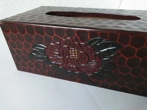 Vintage Tissue Box/Case Kamakura Bori Hand Curved Wood Lacquered Craft Japan - Picture 1 of 12