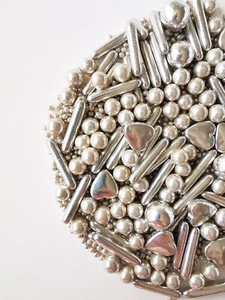 Essbare Streusel Elegant Luxus SILBER Chocoball Hochzeit Kuchen Dekoration Mix 50g - Bild 1 von 4